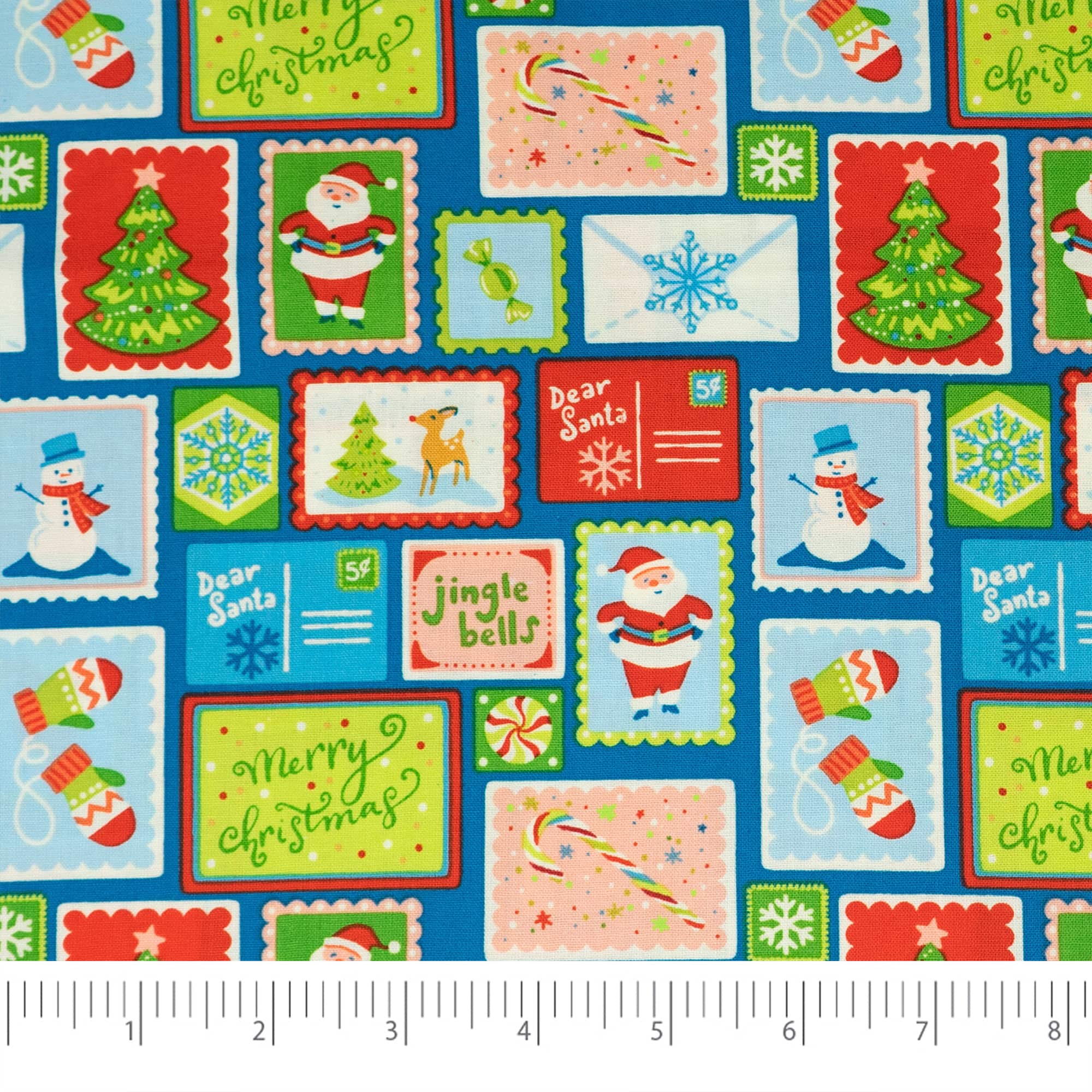 SINGER Santa & Christmas Icons Post Card Print Ringspun Cotton Fabric